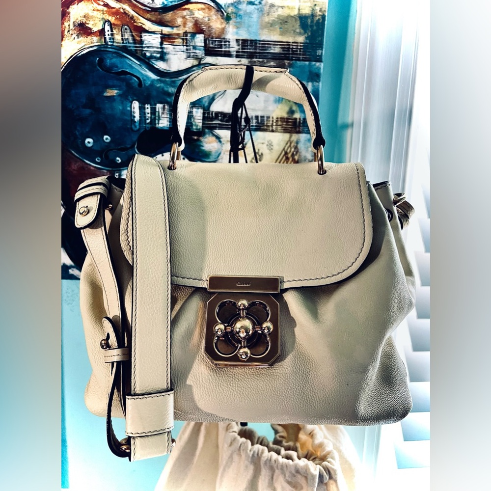 Chloe Elsie 2-way Ivory Leather Bag/ and very good condition/Cards/DB
